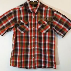 Route 66 Boys Button Down Plaid Short Sleeve Shirt size L